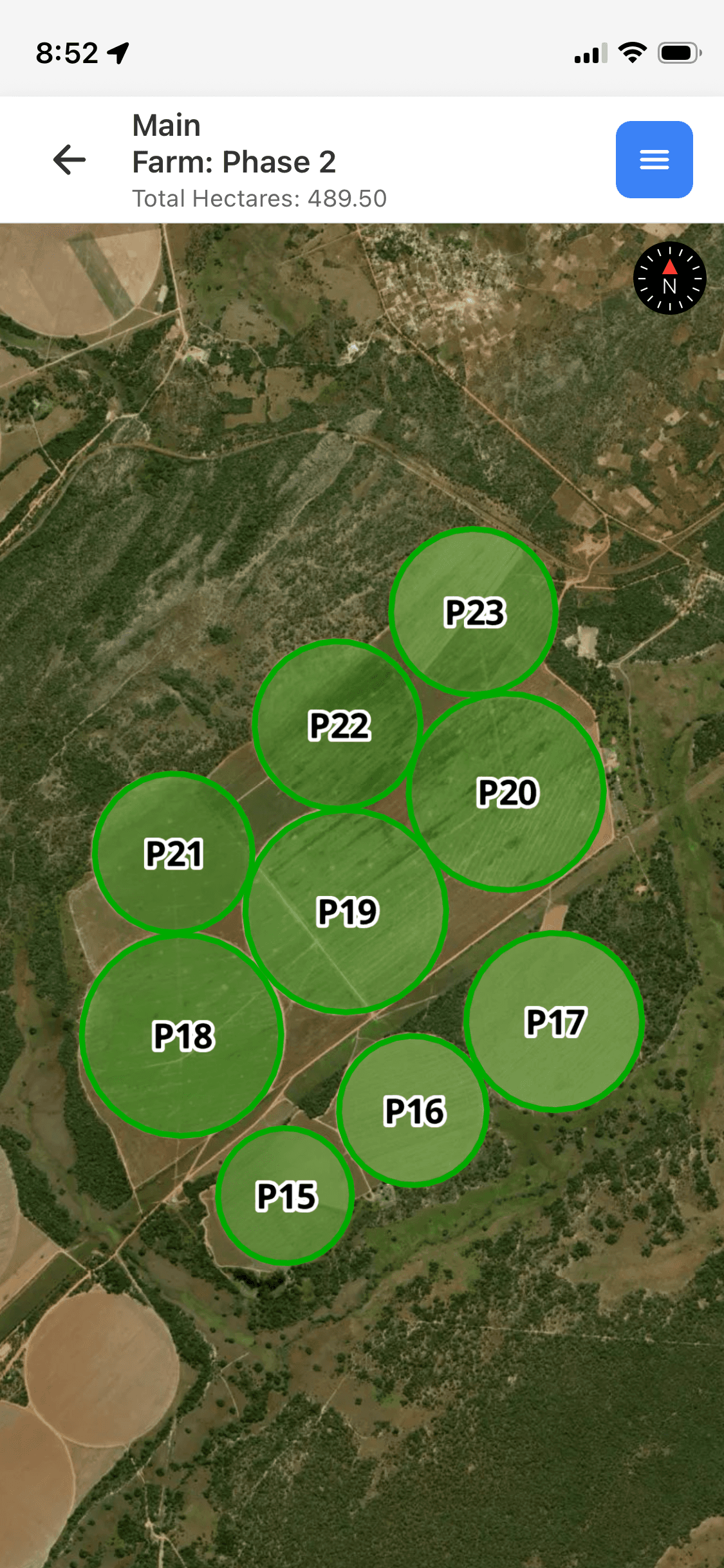 Field Mapping - View your farm fields with pivot circles