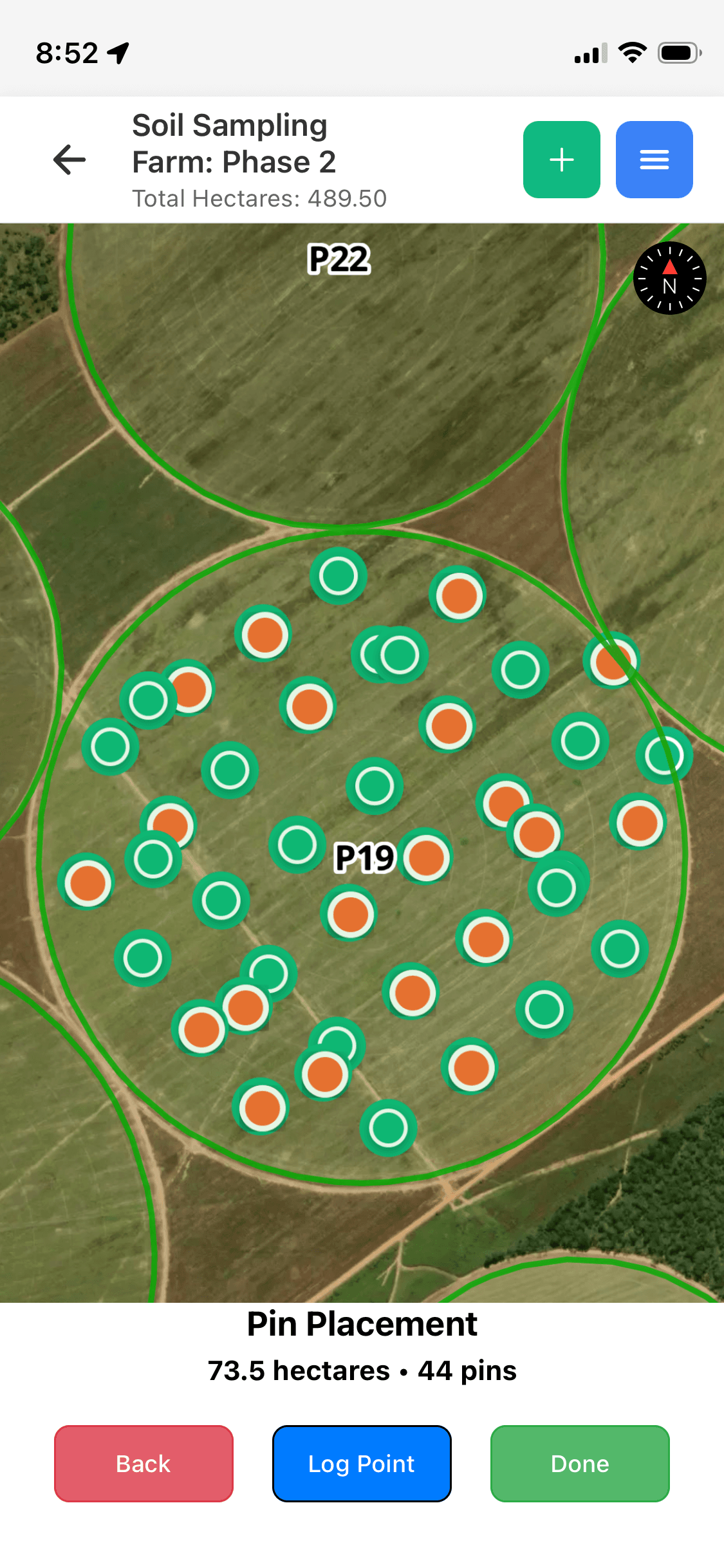 Soil Sampling - Pin placement for soil sample collection